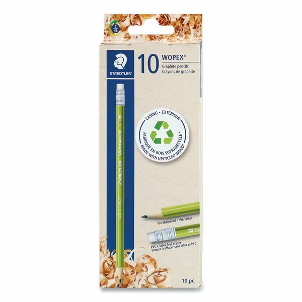 Wopex Extruded Pencil, HB #2, Black Lead, Green Barrel, 10PK, Staedtler, Mfr#: 182 C10A6